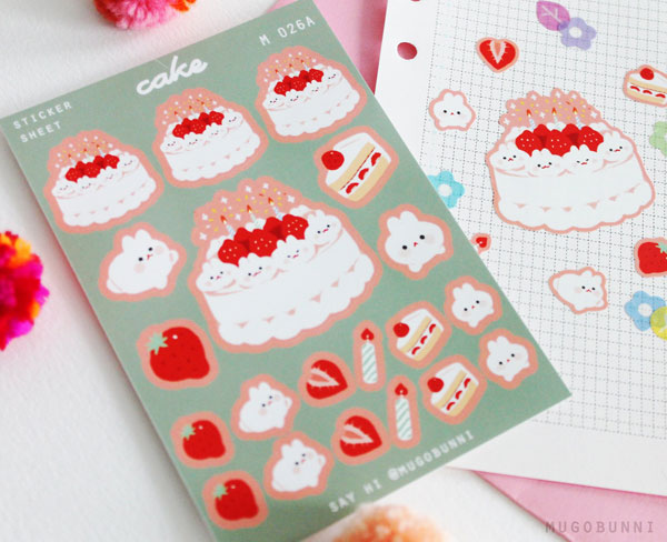 kawaii bunny & strawberry stickers