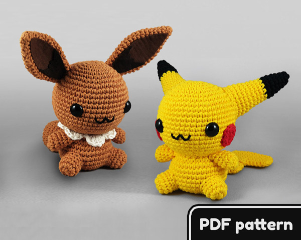 Eevee & Pikachu Pokemon crochet patterns