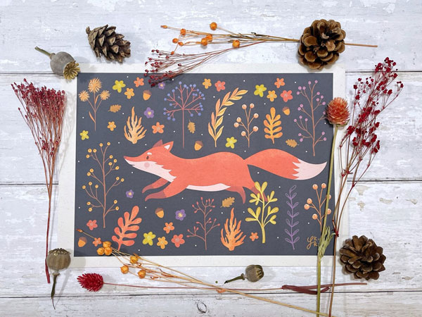 Autumn fox art print