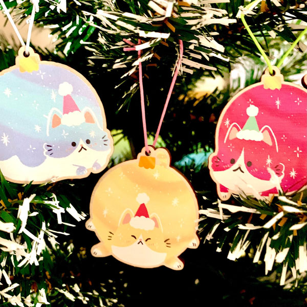 kawaii christmas cat ornaments