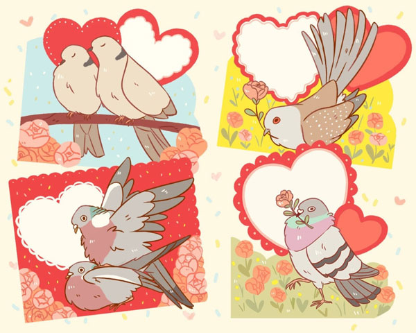 Love birds Valentine's Day printable cards