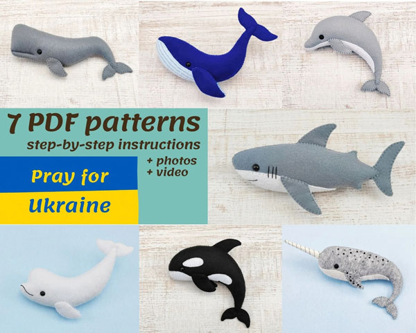 sharks and whales felt sewing patterns