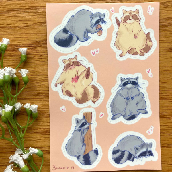 cute raccoons stickers