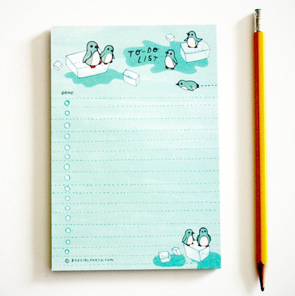 kawaii penguin to do list notepad