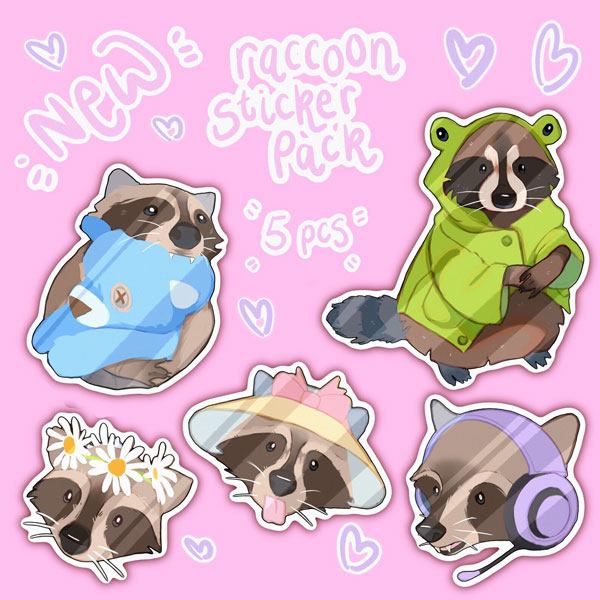 cute raccoons stickers