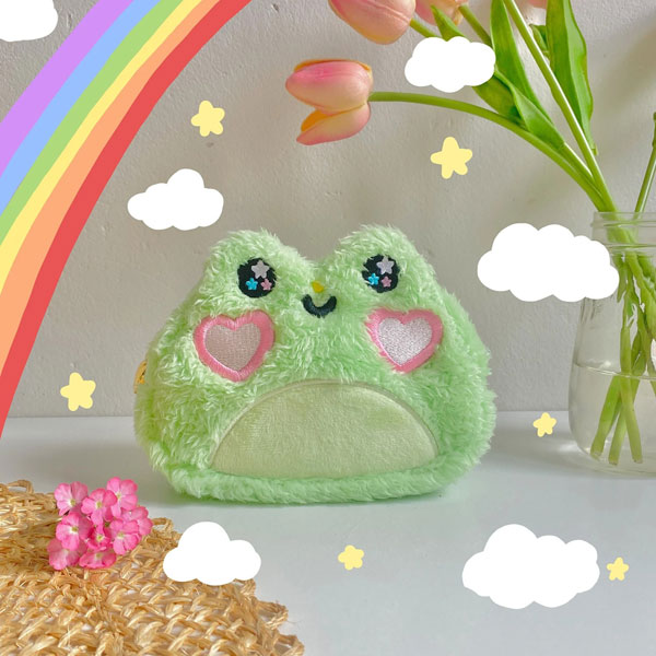 kawaii frog plush pouch