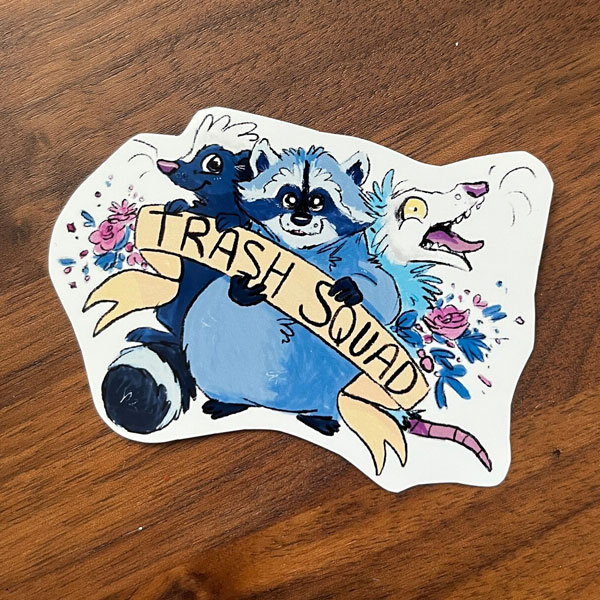 cute trash animal stickers