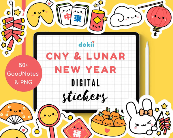 Lunar New Year kawaii stickers