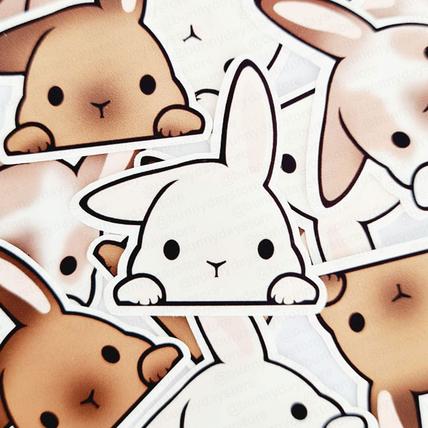kawaii bunny peeker stickers