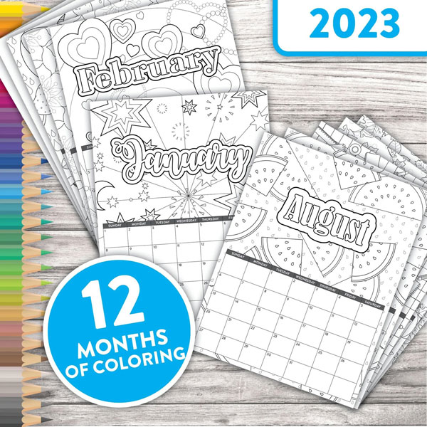 2023 Printable Colouring Calendars