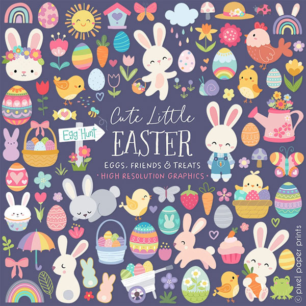 kawaii Easter clip art