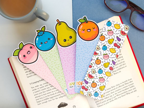 kawaii fruit bookmarks