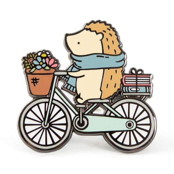 kawaii hedgehog bicycle pin