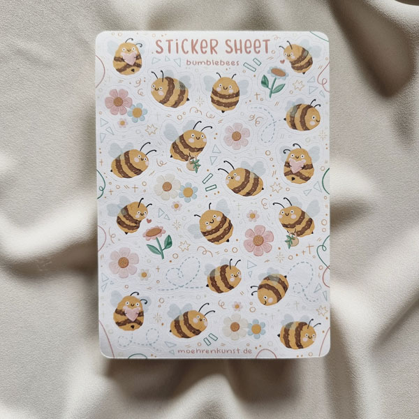 kawaii bumblebees sticker sheet