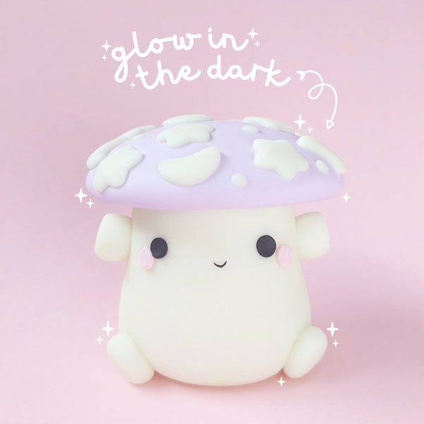 glow in the dark kawaii polymer clay mushroom