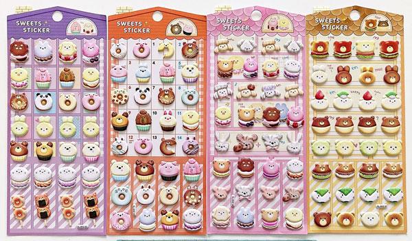 kawaii food puffy stickers