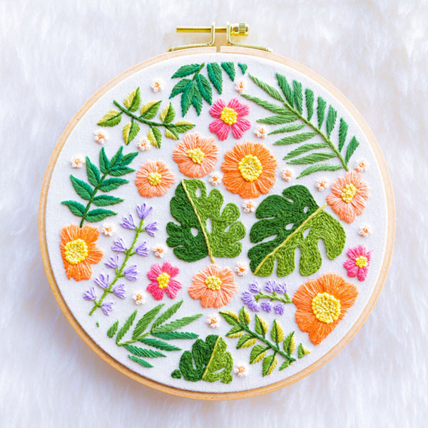 Tropical Flora embroidery pattern