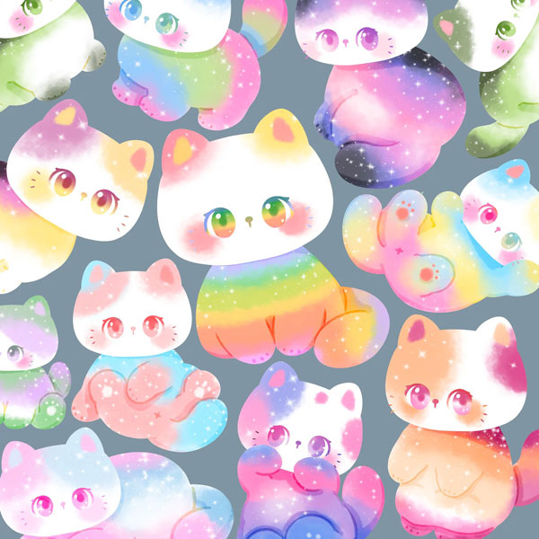 kawaii Pride kitties clipart set