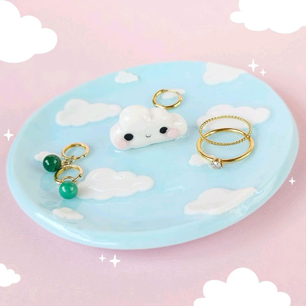 handmade kawaii cloud trinket dish
