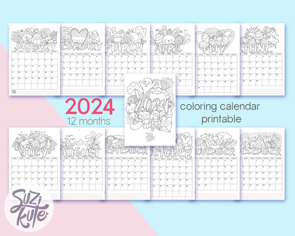 2024 calendars colouring