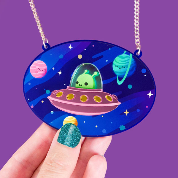 kawaii UFO necklace