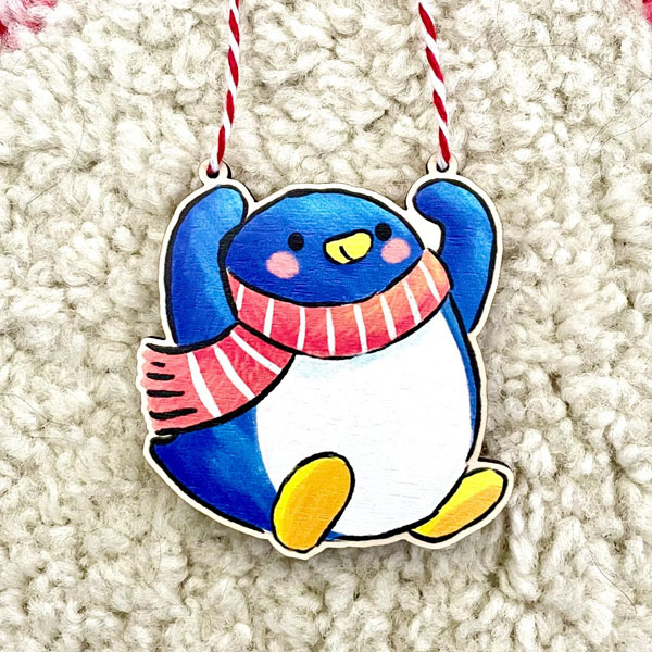 wooden penguin Christmas decorations
