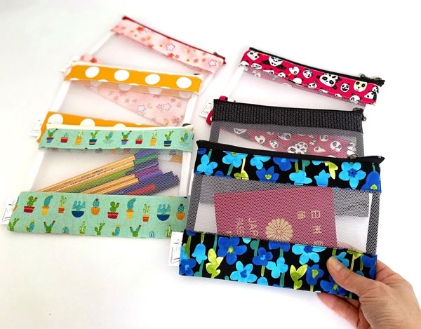 handmade mesh zipper pouches
