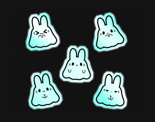 ghost bunny glow in the dark stickers