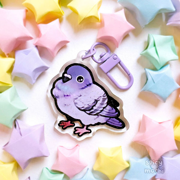kawaii pigeon acrylic keychain