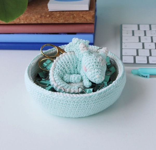 kawaii dragon trinket dish crochet pattern