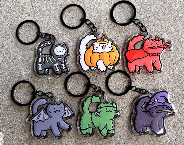 kawaii Halloween Cats keychains 