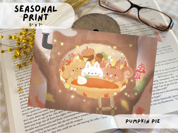 Autumn animals art print