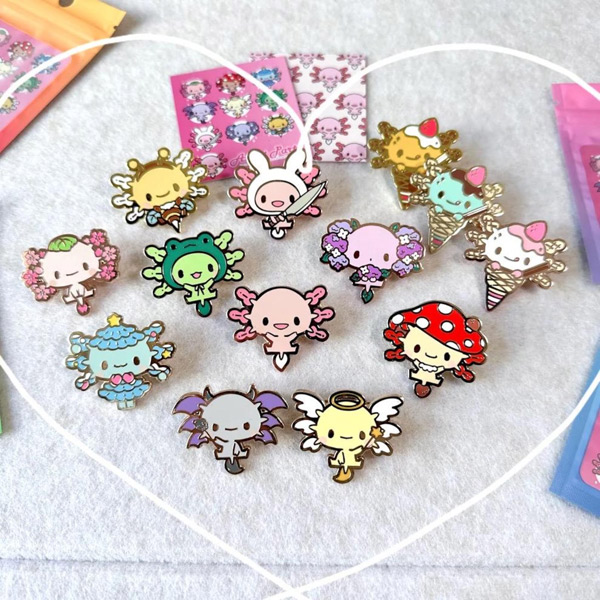 kawaii axolotl enamel pins