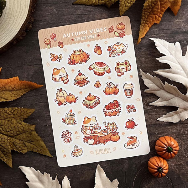 Kawaii Autumn sticker sheet