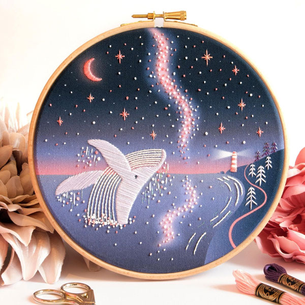 celestial whale embroidery pattern