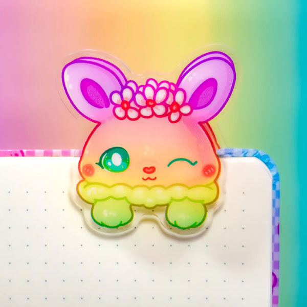 pastel rainbow bunny acrylic paper clip