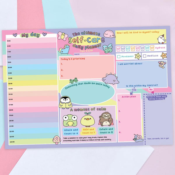 kawaii printable self care planner