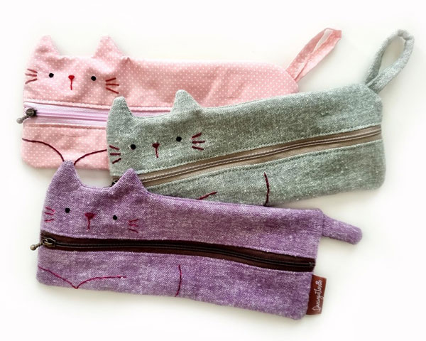cat-shaped zipper pouch sewing pattern