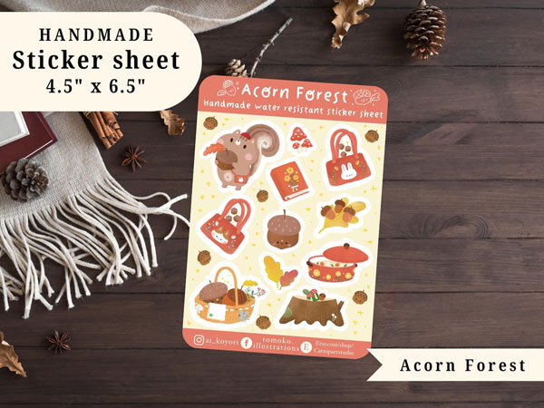 Kawaii Autumn sticker sheet