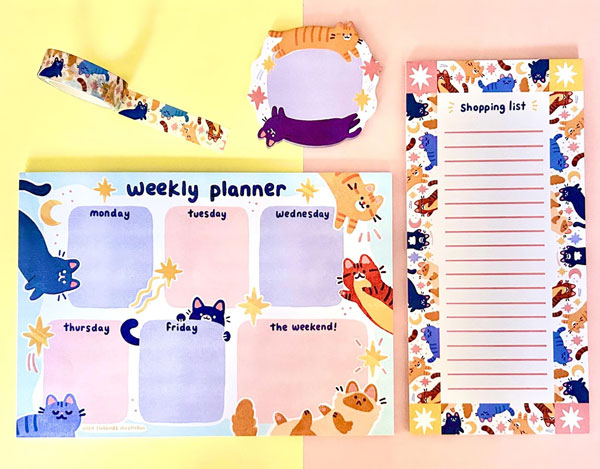 kawaii cats stationery set