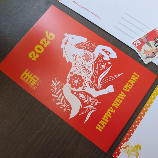 Lunar New Year kawaii horse postcard