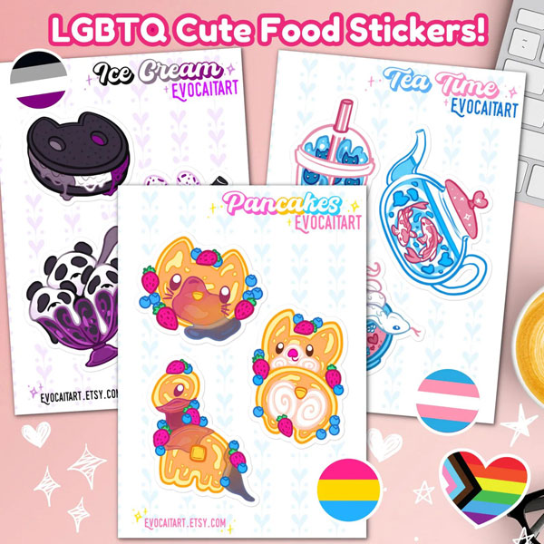 LGBT+ kawaii food animal stickers