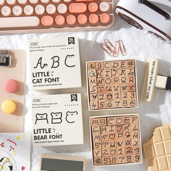 Cat & Bear Alphabet rubber stamp sets