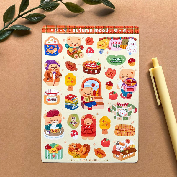 Kawaii Autumn sticker sheet
