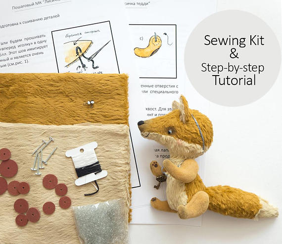 kawaii fox plush animals sewing kits and patterns