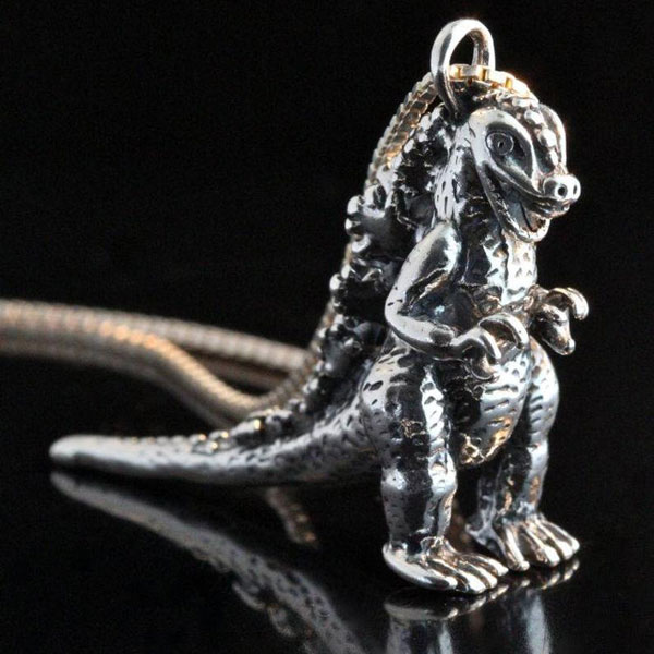 Godzilla charm necklace
