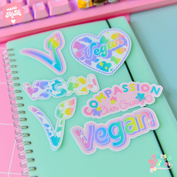 kawaii vegan stickers