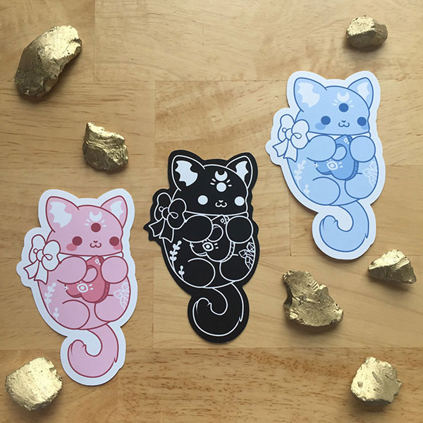 pastel goth cat stickers