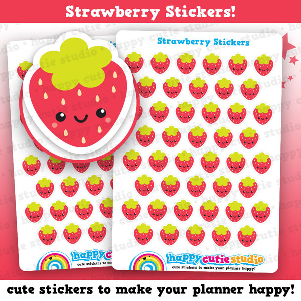 kawaii strawberry planner stickers