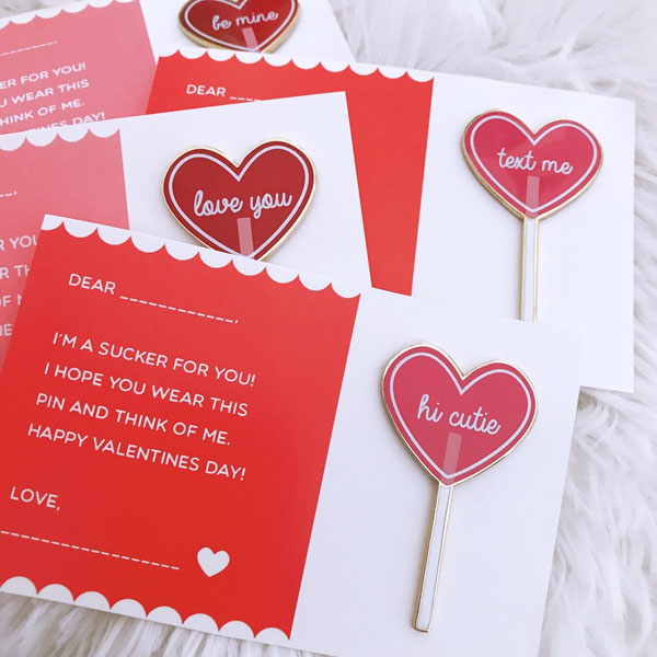 Valentine's Day kawaii lollipop enamel pin